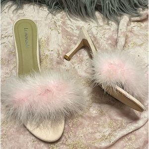 Pink Faux Fur Kitten Heels - worn once